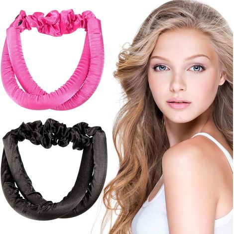 Lot de 2 bigoudis sans chaleur en mousse souple avec 2 chouchous pour cheveux bouclés (femmes et filles). Idéal pour coiffer les cheveux bouclés. (1/3)