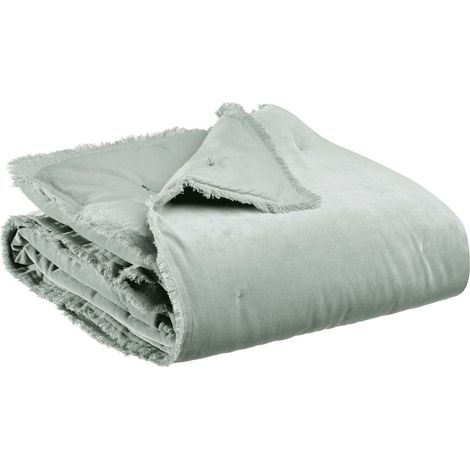 VIVARAISE - Plaid uni Vivaraise Fara - Housse 100% coton et garnissage 100% polyester, gris titane, 135 x 200 cm (1/4)