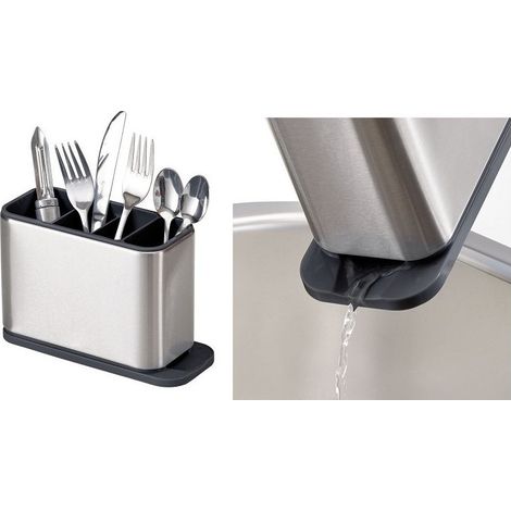 TrAdE Shop Traesio - Portaposate 4 Scomparti 7007 Scola Acqua Contenitore Acciaio Per Utensili Cucina -