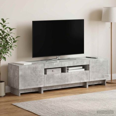 Meuble TV LED 5 pièces Gris béton Bois d'ingénierie (1/5)