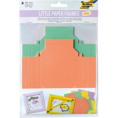 Folia 61602 – Little Paper Frames pastel, cadre photo en carton photo à coller, 8 pièces assorties en 2 tailles et 4 couleurs (1/5)