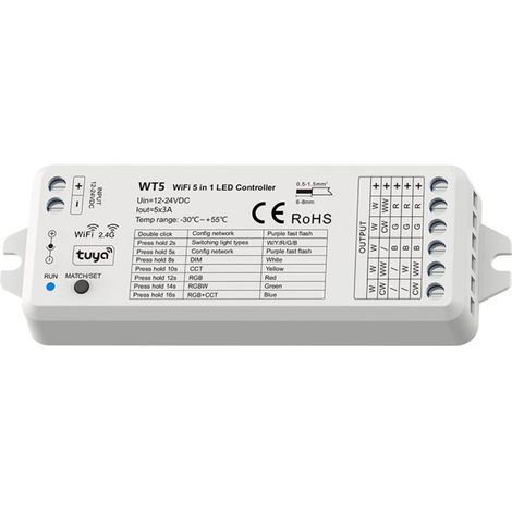Controller WIFI LED Streifen RGB+CCT 12-24V SKYDANCE WT5 Kompatibel mit RF Fernbedienung RGB+CCT (1/4)