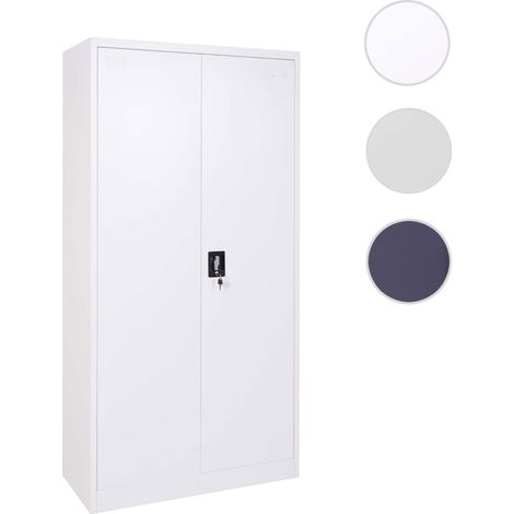 Armoire à dossiers HWC-H17 - armoire de bureau en acier - 2 portes verrouillables métal - 140x90x40cm gris foncé (1/5)