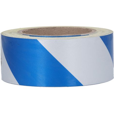 Ruban de sécurité réfléchissant rayé bleu et blanc 5cm x 30m pour marquage de danger et avertissement (1/5)