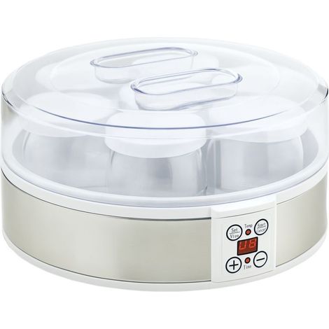 Yaourtiere 20 W 1,5 L with 7 pots and display to buttons, stainless steel and plastic, 24 x 24 x 13 cm, white (1/5)