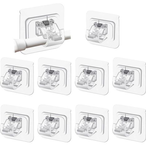 40 Stück bohrfreie Gardinenstangenhalterungen, selbstklebende Gardinenhaken, transparente, selbstklebende Stangenhalterungen für Gardinenstangen, Handtuchhalter, Badezimmer, Küchen