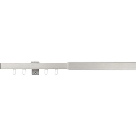 Vorhangschiene ausziehbar Gardinenschiene innenlauf, Gardinenstange, Innenlaufschiene, Deckenmontage, modern, 1-Lauf -  Edelstahl-Optik - 160-280 cm