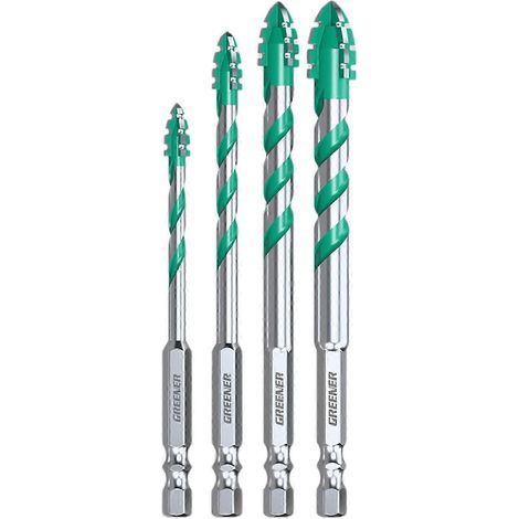 Ensemble de 4 forets excentriques à quatre dents de scie, robustes et professionnels, pour bois, carrelage, etc. (1/5)