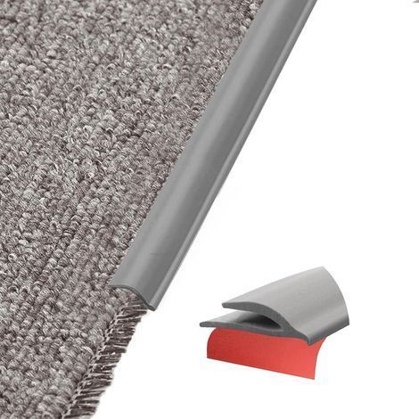 Selbstklebende Übergangsleiste für Teppichkanten. zuschneidbare PVC-Abschlussleisten für Teppichfliesen. Übergangsprofil für Teppich und Bodenbeläge (grau) (1/4)