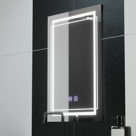 Miroir LED Rectangulaire 60x80 Touch Systeme Desembuage Gradable (1/5)