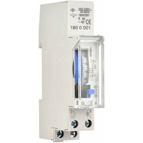 Timer meccanico 24 ore, timer minimo 15 minuti, montaggio su guida, batteria integrata, SUL180a AC220-240V grigio - SUL180a AC220-240V grigio INHHUB (1/4)