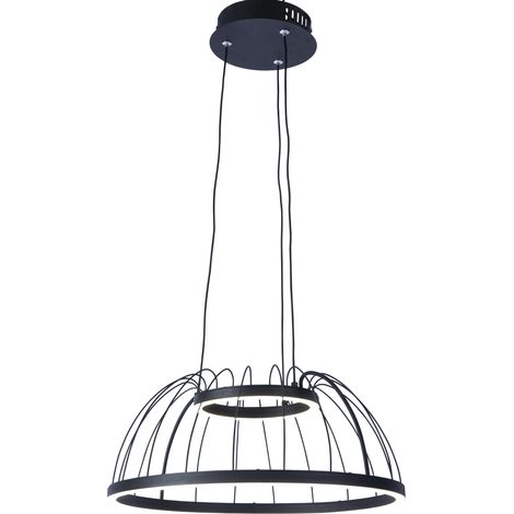Colgante Cercle LED 24W Blanco Neutro - 4000K Negro para Interior de Techo en Comedor, Salón, Cocina