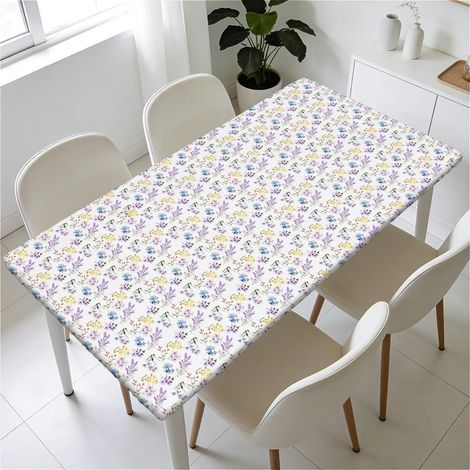 Housse de table élastique 160x90 cm lavable avec motif floral et élastique