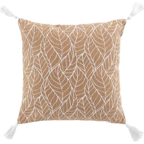 Coussin Déco Imprimé "Kalinda" 40x40cm Blanc (1/3)
