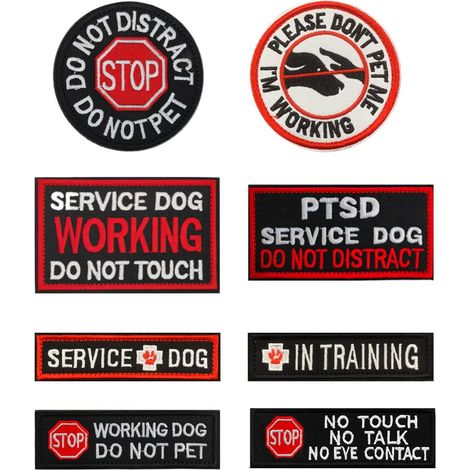 Lot de 8 patchs pour chien de dressage - Soutien émotionnel - Emblème tactique - Crochet et boucle - Applications pour chiens de service, chiens de travail, harnais pour animaux, chiens de guidage (1/5)