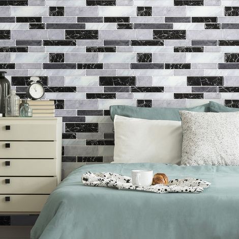 10Pcs Self-Adhesive Marble Pattern Wall Tile Stickers (1/5)