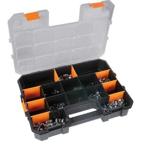 LARGE valise de rangement avec 5 compartiments et 8 séparateurs amovibles, idéale pour les petites pièces, les vis, les écrous et les chevilles