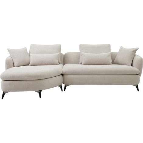 Canapé d'angle gauche en tissu chenille beige PIPANI (1/4)