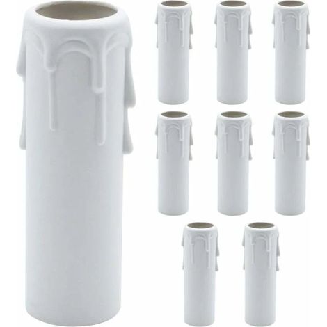 Paquet de 9 bougies gouttes gouttes en plastique couvre les tubes pour lustre lumière pendants luminaires blanc (1/4)