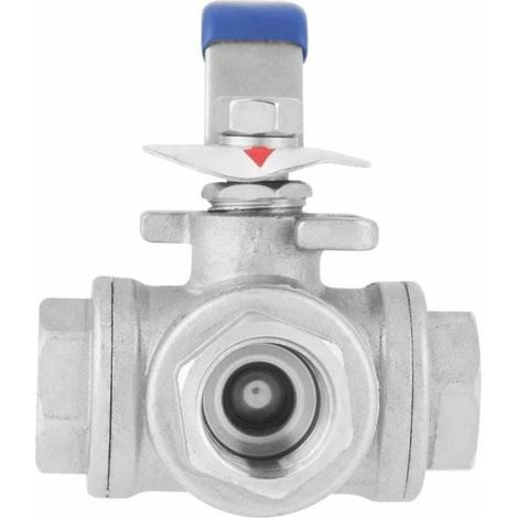 Vanne 3 Voies Acier Inoxydable DN20 3/4", Robinet Sphérique SUS304, Installation Plomberie (1/4)