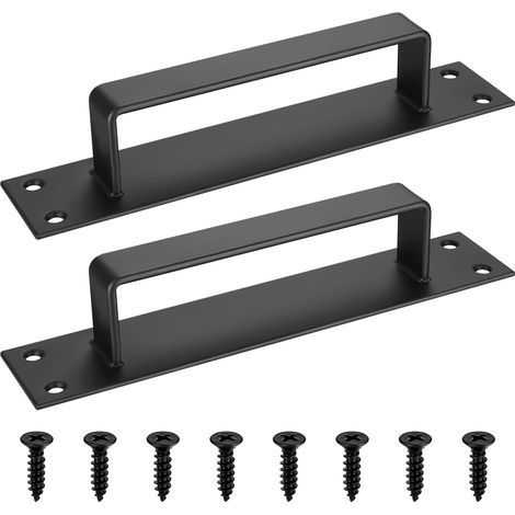 Set mit 2 schwarzen Türgriffen, Schiebetürgriffe für Scheunentore/Gartenhäuser, 200 x 40 mm (1/5)