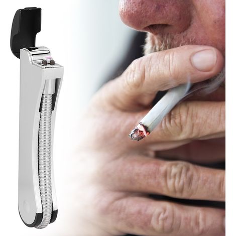 Briquet portable à impulsion d'arc, pliable et USB, gris, avec tuyau flexible et design élégant. Cadeau idéal pour homme.