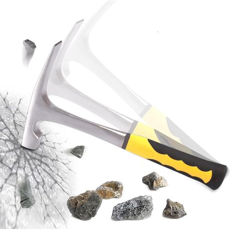 Geologenhammer, Hammer, Geologiewerkzeug, Multifunktionshammer für geologische Erkundungsarbeiten, Flachkopf-Bergbauhammer mit stoßdämpfendem Griff (1/5)