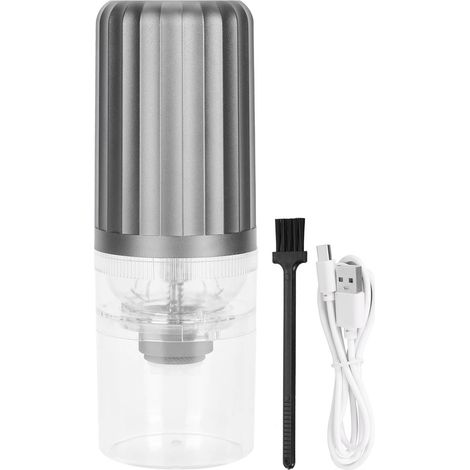 Moulin à grains de café nomade, broyage ajustable, parfait pour déplacements et bivouac. USB rechargeable, gris. (1/5)