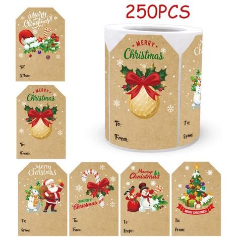 Weihnachtsaufkleber – Nicht spezifiziert – 250 Stück – Kraftpapier – 7,5x5 cm – Selbstklebend (1/4)