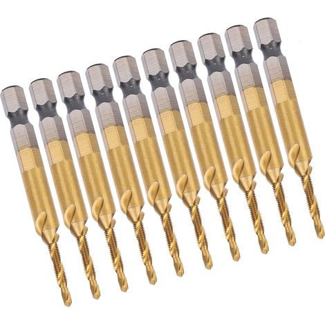 10 tarauds à queue hexagonale M3 - Foret 2,5 - Accessoires pour tarauds à goujures hélicoïdales composites revêtues