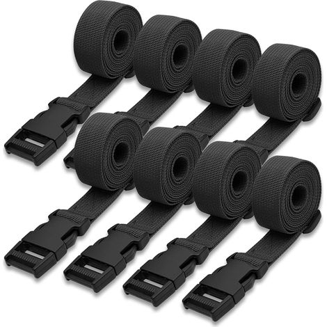 Lot de 8 Sangles Utilitaires avec Boucle à dégagement Rapide, Sangles en Nylon réglables de 1,5 m, Sangles d'arrimage en Nylon pour Sac à Dos, Sac de Couchage, Emballage de Bagages (1/5)