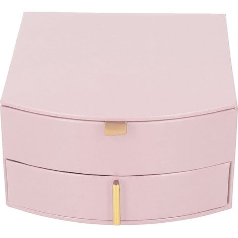 Boîte à bijoux double couche, étui de rangement haute capacité pour boucles d'oreilles, maison (rose) (1/5)