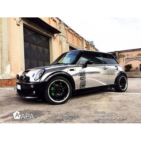 Pellicola adesiva cromata effetto specchio silver APA made in Italy car wrapping h145 Misura - 150cm x 5 Mt