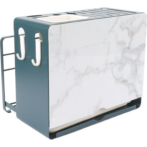 Lot de Rangement de Cuisine avec Support à Couteaux Multifonction, Planche à Découper Blanche et Support de Couvercle, Fixation Murale ou sur Plan de Travail, Cadre Vert (1/5)