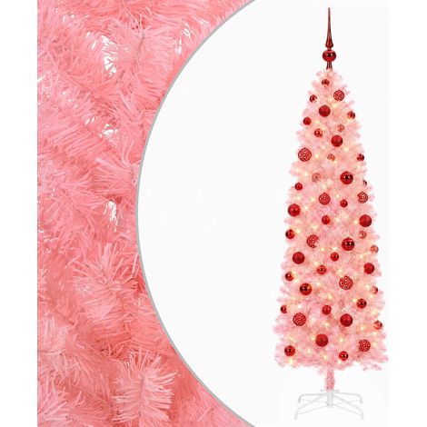 vidaXL Artificial Slim Christmas Tree with Bauble 180 cm 300 LEDs (1/5)