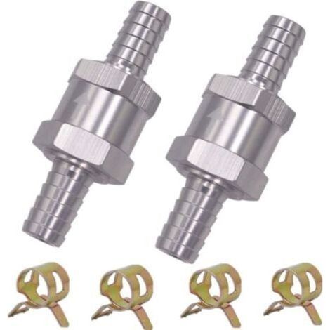 2 Pièces Clapet Anti-Retour 6MM Valve de Carburant en Alliage d'Aluminium Non Retour Clapet Anti-Retour pour Essence Diesel Carburateur Systèmes de Carburant à Basse Pression (6MM) (1/5)