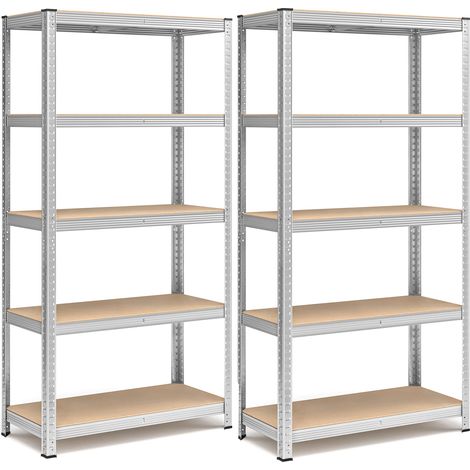 Songmics – Lot de 2 rayonnages 5 niveaux 180 x 90 x 40 cm – Charge 875 kg – Cadre acier renforcé – Étagères réglables et anti-basculement