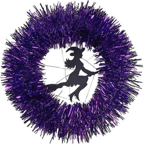 Couronne d'Halloween sorcière - Couronne d'extérieur pour porte d'entrée, mur, porche, jardin, festival, fenêtre (1/5)