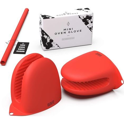 Mini Gants pour friteuse à air - 2 Gants en Silicone - Manique résistante à la Chaleur pour Cuisine, Barbecue et grillades - Taille Unique avec Protection pour Grille de Four (1/5)