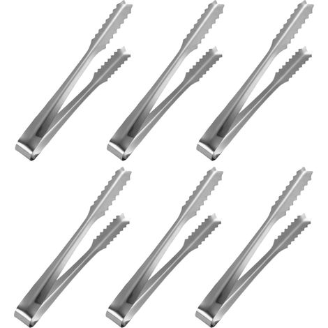 6 Pièces Pince a Glacon, Pince Acier Inoxydable Multifonction, 15 cm Pinces a Sucre, Bonbon, Glace, Biscuit, Café, Cuisine, Mariage, fête d'anniversaire, Bar Buffet Grill (1/5)