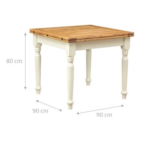 Massivholztisch 90x90, Esszimmer- und Küchentisch, ausziehbarer Tisch, quadratischer Klapptisch, Handwerkskunst, Made in Italy