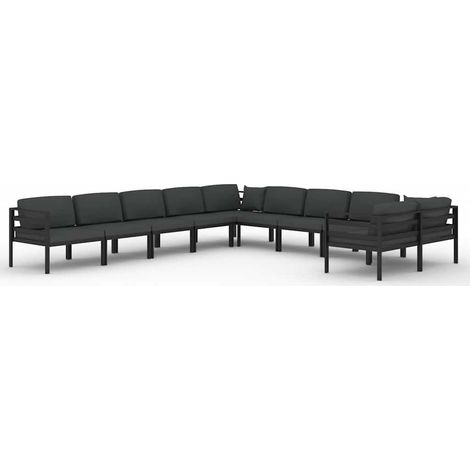 Maison Exclusive - 10-tlg. Garten-Lounge-Set mit Kissen Aluminium (1/5)