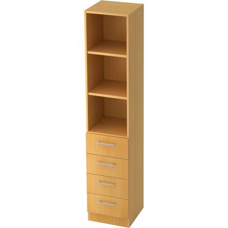 bümö office Schubladen Kombi - 4 Schübe Buche Relinggriff (1/5)