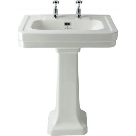 Bayswater Victrion Basin with Full Pedestal 640mm Wide - 2 Tap Hole
