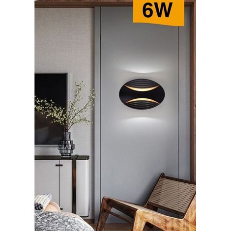TrAdE Shop Traesio - Applique Led Da Muro Doppia Emissione 6 W Lampada Ovale 3 Modalità Luce Aq15-n3c - (1/5)