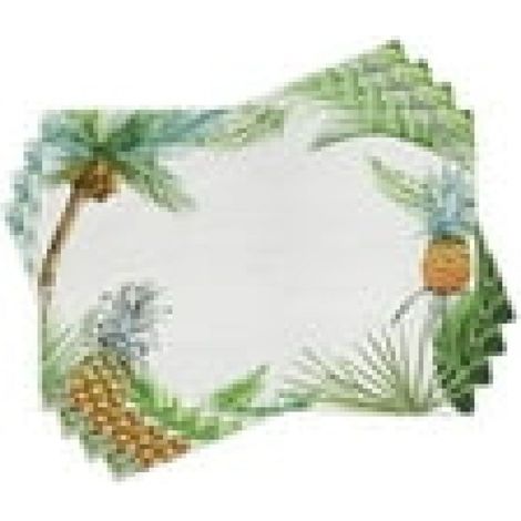 Set mit 8 tropischen Platzsets, gerahmtes Palmenmotiv, mehrfarbig - Set mit 8 tropischen Platzsets, gerahmtes Palmenmotiv, mehrfarbig (1/5)