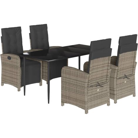 Maison Exclusive - Set comedor de jardín 5 piezas con cojines rat (1/5)