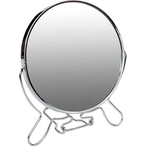 Miroir de maquillage de table 15 cm, rotatif, double face, cadre en métal, portable, miroir de coiffure compact avec pied, miroir de beauté pliable pour salle de bain et voyage