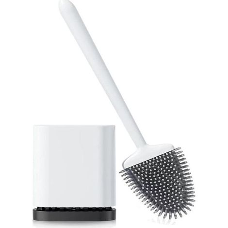 Toilet Brush, Deep Cleaner Silicone Toilet Brushes with Flexible Bristles, Toilet Brush with Quick Drying Holder Set for Bathroom (1/4)