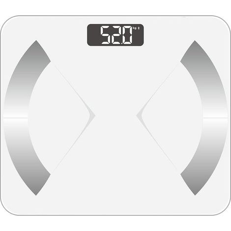 Balance numérique de salle de bain pour le poids, la masse grasse, la masse hydrique, la masse musculaire, le métabolisme de base, la masse osseuse et la graisse viscérale, 181 kg, blanc